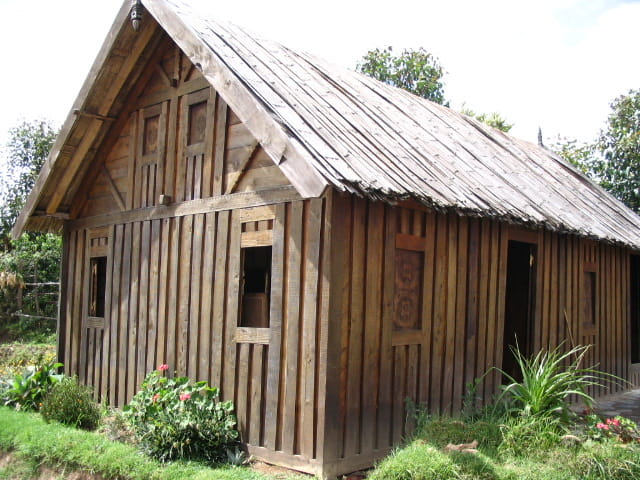 A Zafimaniry house with carved decorations