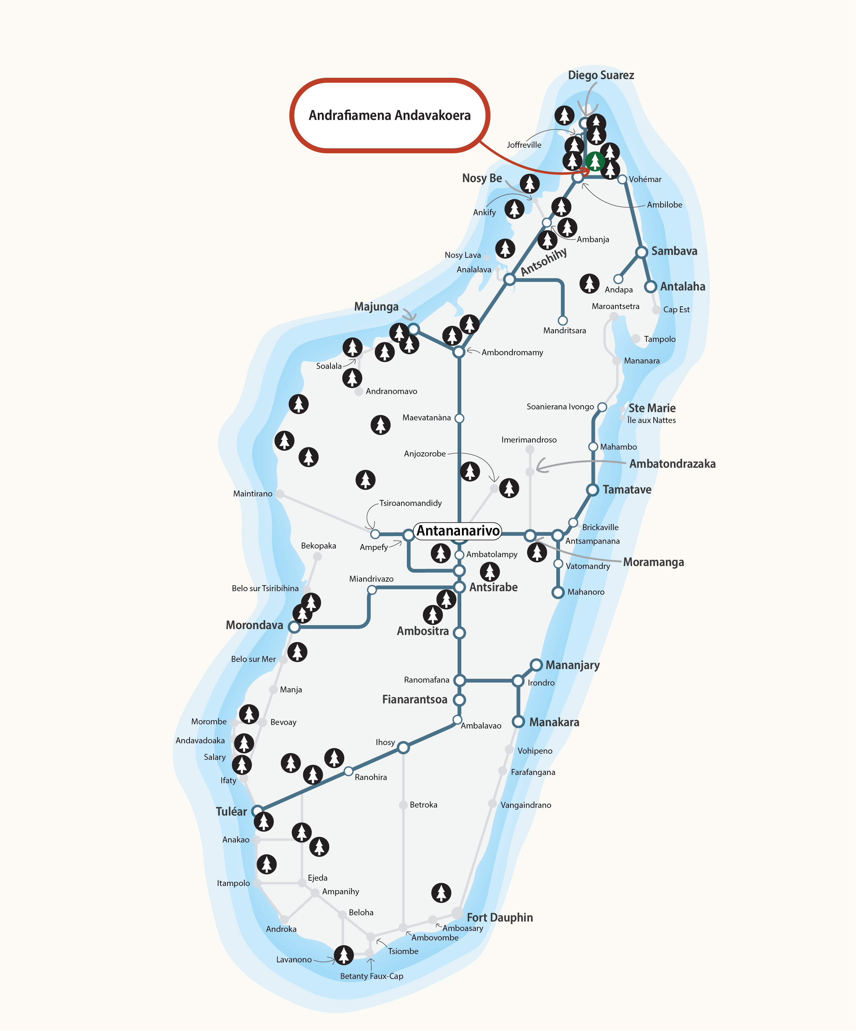 National Parks Map - Andrafiamena Andavakoera