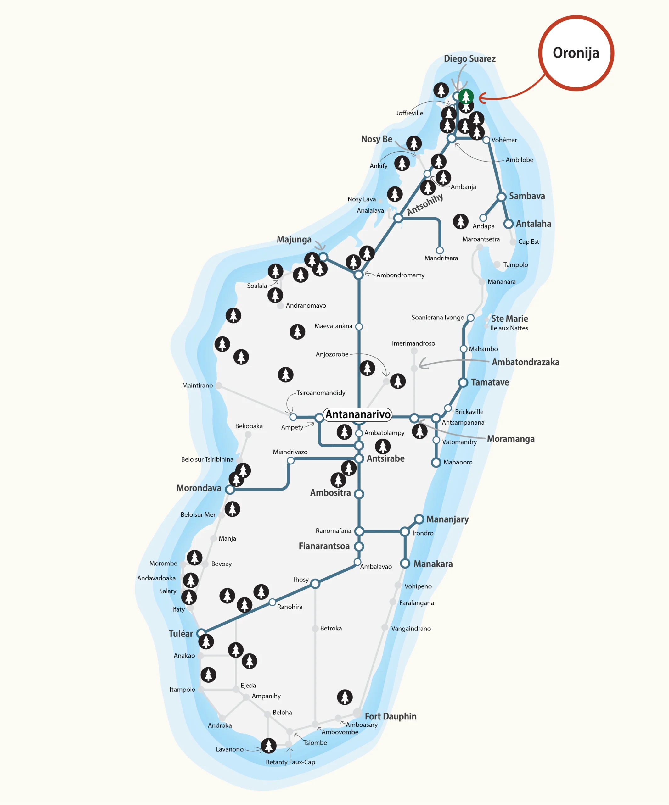 National Parks Map - Oronjia