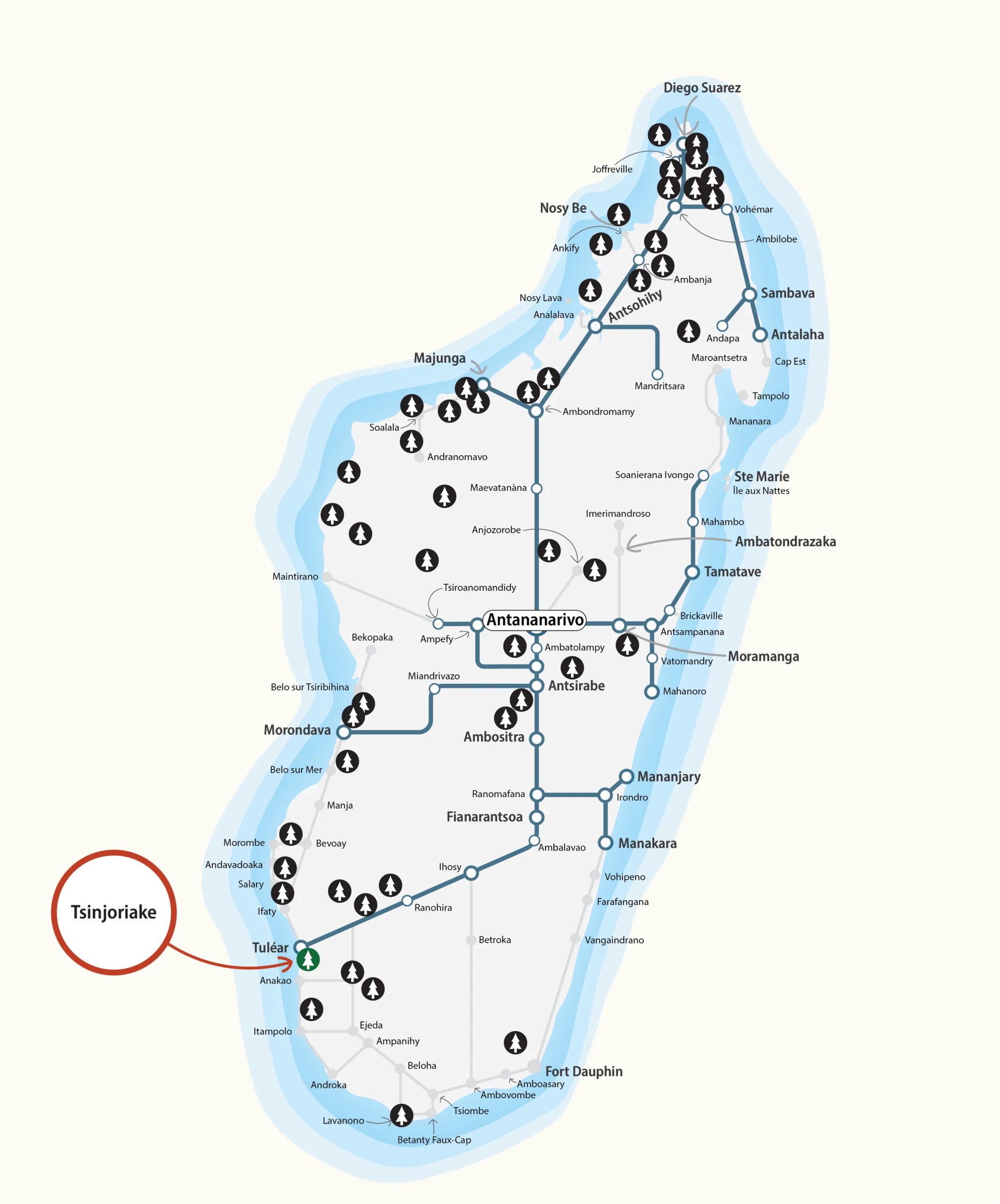 National Parks Map - Tsinjoriake